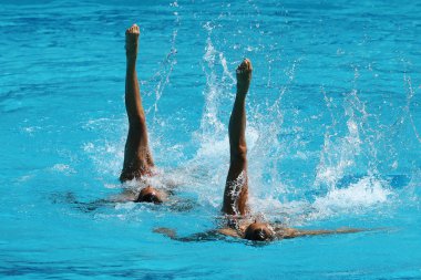 Senkronize yüzme düet Yarışması sırasında