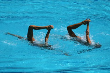 Senkronize yüzme düet Yarışması sırasında