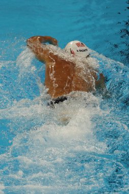  Erkekler 200 m bireysel karışık bayrak Rio 2016 Olimpiyat Oyunları, olimpik su sporları stadyum, Olimpiyat şampiyonu Ryan Lochte Amerika Birleşik Devletleri yarışıyor