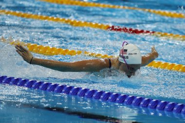 Olimpiyat Şampiyonu Melanie Margalis Amerika Birleşik Devletleri yüzüyor Bayanlar 200m bireysel karışık ısı 4, Rio 2016 Olimpiyat oyunlarında olimpik su Stadyumu