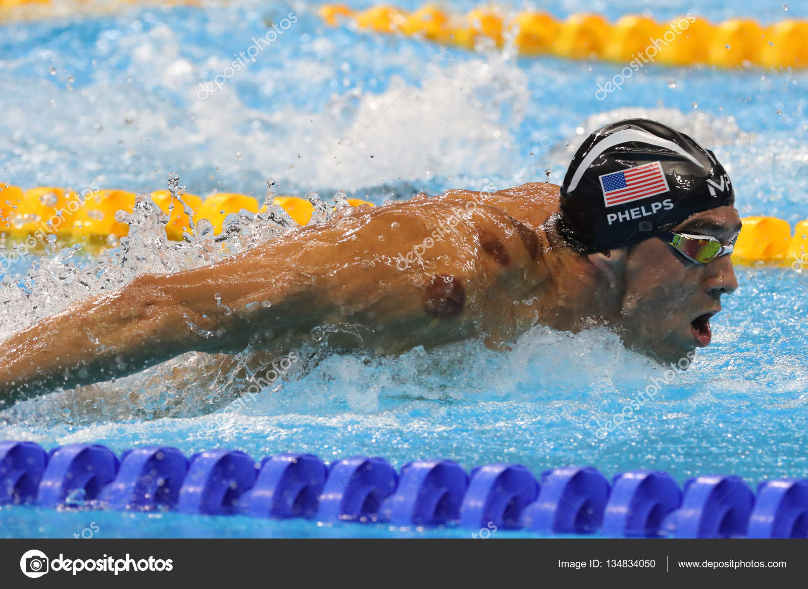 Olympic champion Michael Phelps of United States competes at the Men's