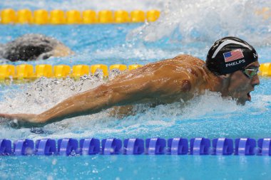 Olympic champion Michael Phelps of United States competes at the Men's 200m butterfly at Rio 2016 Olympic Games clipart