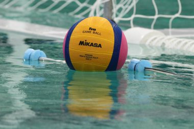 Rio 2016 Mikasa water polo game ball at the Maria Lenk Aquatic Center in Rio de Janeiro clipart