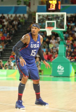 Olympic champion Carmelo Anthony of Team USA in action during group A basketball match between Team USA and Australia of the Rio 2016 Olympic Games clipart