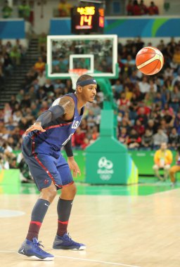 Olimpiyat Şampiyonu takım ABD grup A basketbol match Team Usa ve Avustralya Rio 2016 Olimpiyat oyunları arasında sırasında eylem Carmelo Anthony