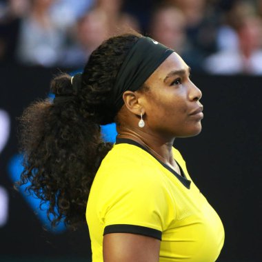 Yirmi bir kez Grand Slam şampiyonu Serena Williams Avustralya Açık 2016 onun son maç sırasında eylem