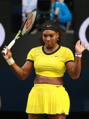 Yirmi bir kez Grand Slam şampiyonu Serena Williams Avustralya Açık 2016 onun son maç sırasında eylem