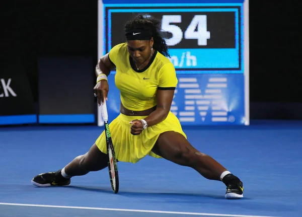 Twenty one times Grand Slam champion Serena Williams in action during her final match at Australian Open 2016 — Stock Photo, Image