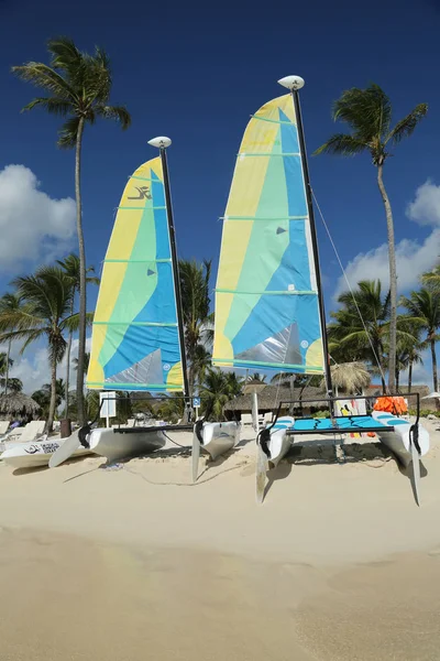 Catamarán Hobie Cat listo para los turistas en Playa Bayahibe Beach en La Romana —  Fotos de Stock