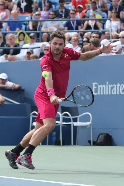 Grand Slam Championem Stanislas Wawrinka Szwajcarii w akcji podczas meczu cztery okrągłe o nas Open 2016 — Zdjęcie stockowe