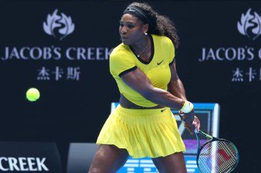 Yirmi bir kez Grand Slam şampiyonu Serena Williams Avustralya Açık 2016 onun çeyrek final maçında sırasında eylem