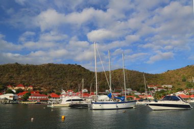 Gustavia Harbor'da St Barts, Fransız Batı Hindistan