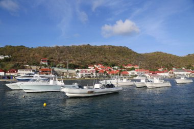 Gustavia Harbor'da St Barts, Fransız Batı Hindistan