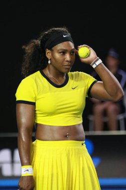 Yirmi bir kez Grand Slam şampiyonu Serena Williams Avustralya Açık 2016 onun son maç sırasında eylem