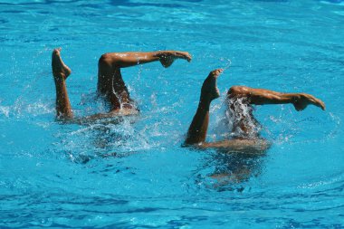 Senkronize yüzme düet Yarışması sırasında