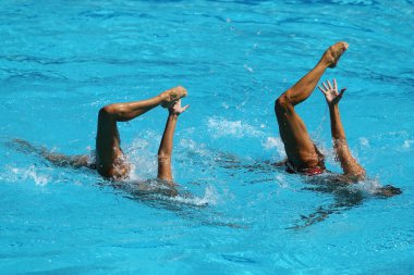 Senkronize yüzme düet Yarışması sırasında