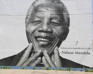 Nelson Mandela mural in Williamsburg section in Brooklyn clipart