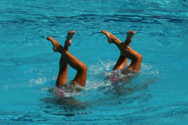 Senkronize yüzme düet Yarışması sırasında