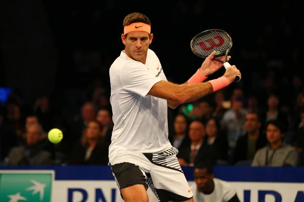 Grand Slam Champion Juan Martin Del Potro van Argentinië in actie tijdens Bnp Paribas Showdown 10th Anniversary-tennistoernooi — Stockfoto