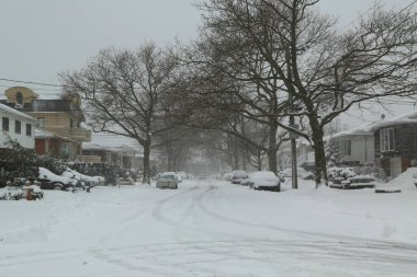 Brooklyn, NY büyük kış fırtına Niko kuzeydoğusunda vurur sonra kar altında araba. 