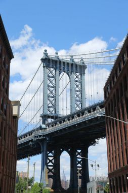 Brooklyn Iconic Manhattan Köprüsü ve Empire State Binası görünümünden