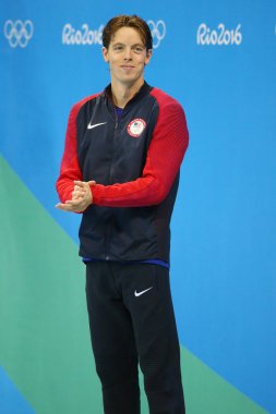 Erkekler 1500 metre serbest stil, madalya sunu Rio 2016 Olimpiyat Oyunları sırasında Connor Jaeger ABD Şampiyonası ikincisidir 