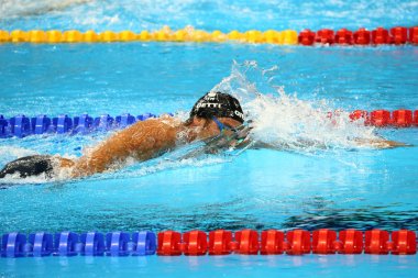Connor Jaeger, Amerika Birleşik Devletleri içinde hareket erkekler 1500 metre serbest stil finali sırasında Rio 2016 Olimpiyat Oyunları Şampiyonası ikincisidir 