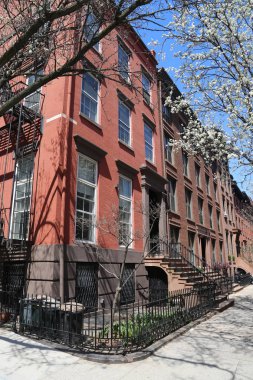 Tarihi Brooklyn Heights mahalle, New York City brownstones 