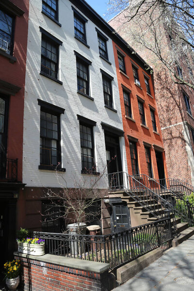 New York City brownstones at historic Brooklyn Heights neighborhood