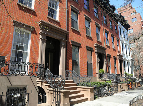 New York City brownstones at historic Brooklyn Heights neighborhood