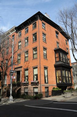 Tarihi Brooklyn Heights mahalle, New York City brownstones.