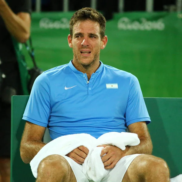 Campeón del Grand Slam Juan Martin Del Porto de Argentina después de la victoria en cuartos de final individuales masculinos de los Juegos Olímpicos de Río 2016 —  Fotos de Stock