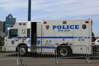 NYPD bomb squad provides security at Brooklyn Cruise Terminal during Fleet Week 2017 in New York clipart