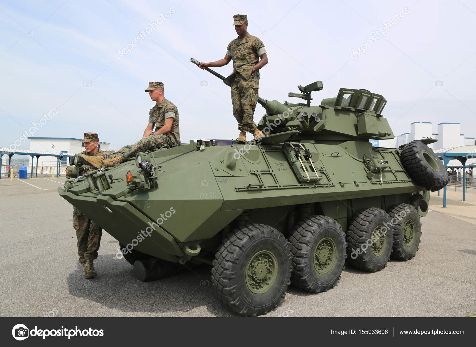 US Marines on Light Armored Reconnaissance Vehicle (LAV25) Stock