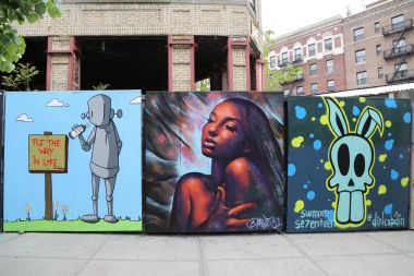 Yeni sokak sanatı cazibe Prospect Park Brooklyn'de Tepedibi duvarlara duvar sanat 