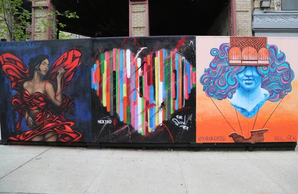 Mural art at new street art attraction Underhill Walls at Prospect Park in Brooklyn — Stock Photo, Image