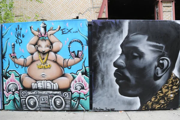 Arte mural en la nueva atracción de arte callejero Underhill Walls en Prospect Park en Brooklyn —  Fotos de Stock