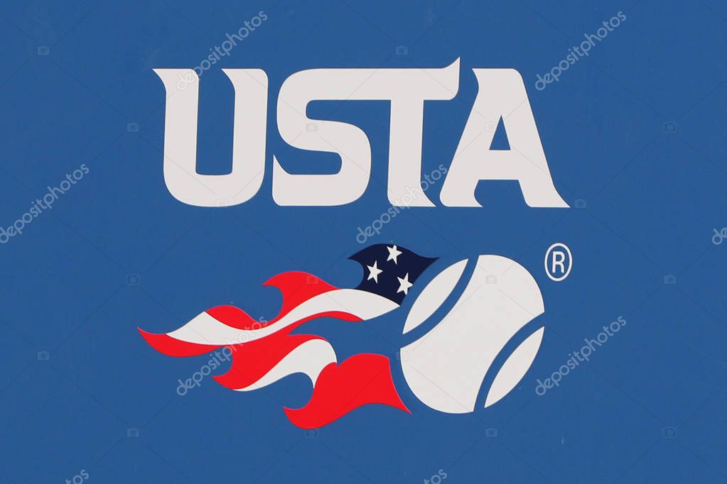 NEW YORK - AUGUST 29, 2016: United States Tennis Association logo at Billie Jean King National Tennis Center in New York. US Open is a final tennis major comprising the Grand Slam each year
