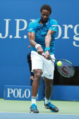 Eylem sırasında onun bize açık 2016 çeyrek final maçında profesyonel tenis oyuncusu Gael Monfis Fransa