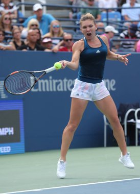 Profesyonel tenis oyuncusu Simona Halep Romanya eylem onun turda dört bize açık 2016 maç