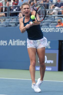 Profesyonel tenis oyuncusu Simona Halep Romanya eylem onun turda dört bize açık 2016 maç