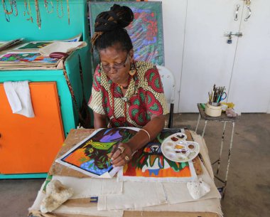 Grand Anse Craft ve Çarşısı Grenada yerel sanatçı.