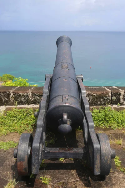 Old cannons at historical Fort George in St. George's, Grenada — Stock Photo, Image