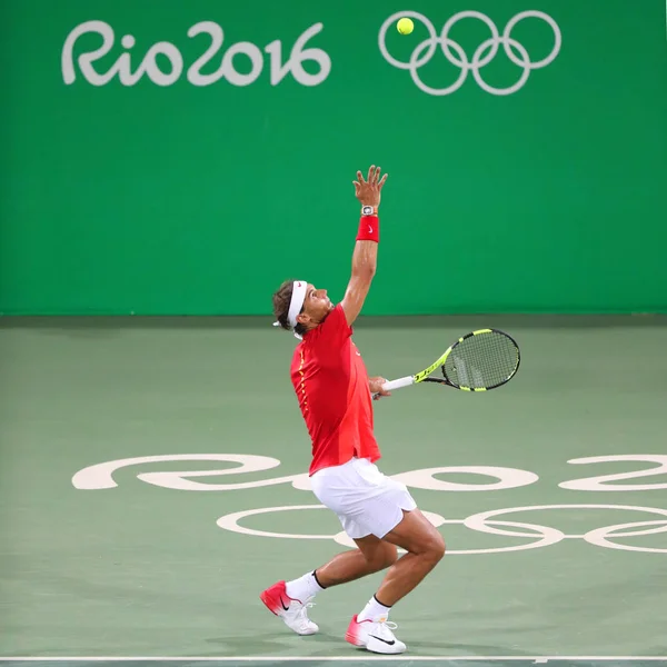 Olympic champion Rafael Nadal of Spain in action during men's doubles round 3 of the Rio 2016 Olympic Games — Stock Photo, Image