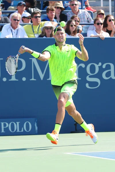 Professional tennis player Jack Sock of United States  in action during his round four match at US Open 2016 — Stock Photo, Image