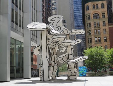  Grup dört ağaç heykel Jean dubuffet chase lower manhattan binası önünde