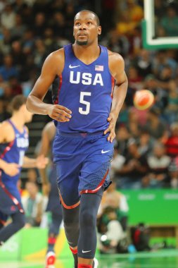 Olimpiyat Şampiyonu takım ABD grup A basketbol match Team Usa ve Avustralya Rio 2016 Olimpiyat oyunları arasında eylem Kevin Durant 