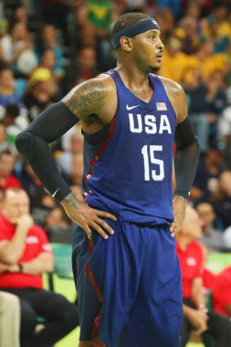  Olimpiyat Şampiyonu takım ABD grup A basketbol match Team Usa ve Avustralya Rio 2016 Olimpiyat oyunları arasında sırasında eylem Carmelo Anthony
