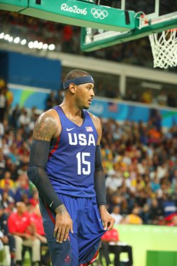  Olimpiyat Şampiyonu takım ABD grup A basketbol match Team Usa ve Avustralya Rio 2016 Olimpiyat oyunları arasında sırasında eylem Carmelo Anthony