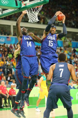  Olimpiyat Şampiyonu takım ABD grup A basketbol match Team Usa ve Avustralya Rio 2016 Olimpiyat oyunları arasında sırasında eylem Carmelo Anthony